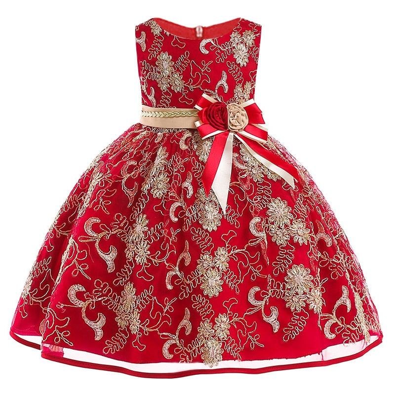 Apple Red Flower Girl Dresses