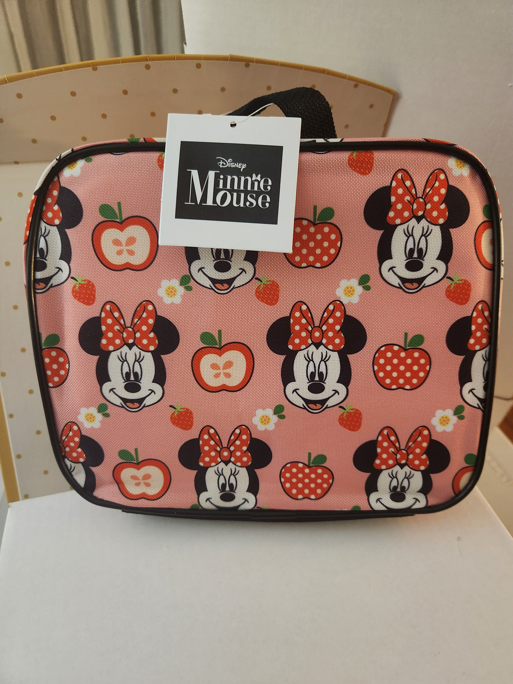 Disney Minnie Mouse Apple/Strawberry Lunch Bag, SquareDesign, Zipper Closure