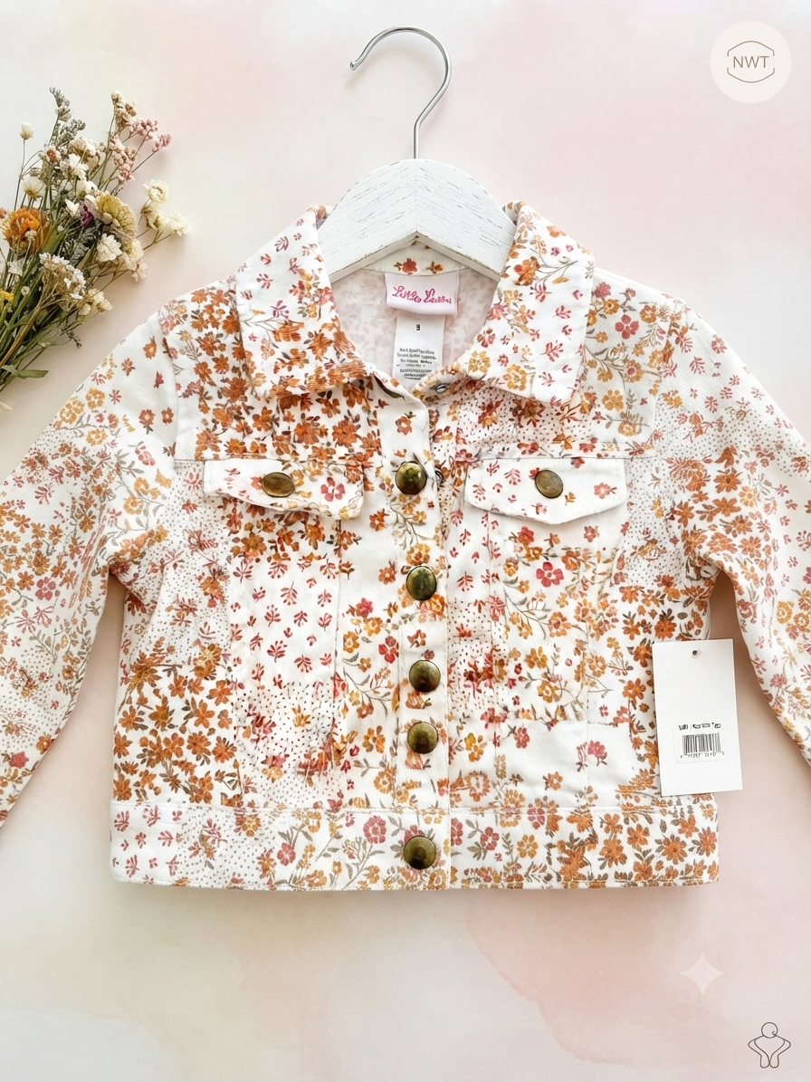 Floral Jean Jacket (Size S 4/5) Girl's Outwear
