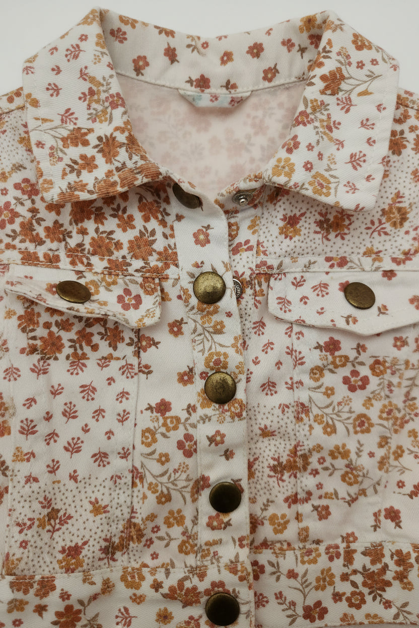 Floral Jean Jacket (Size S 4/5) Girl's Outwear
