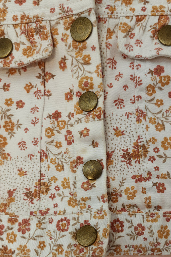 Floral Jean Jacket (Size S 4/5) Girl's Outwear