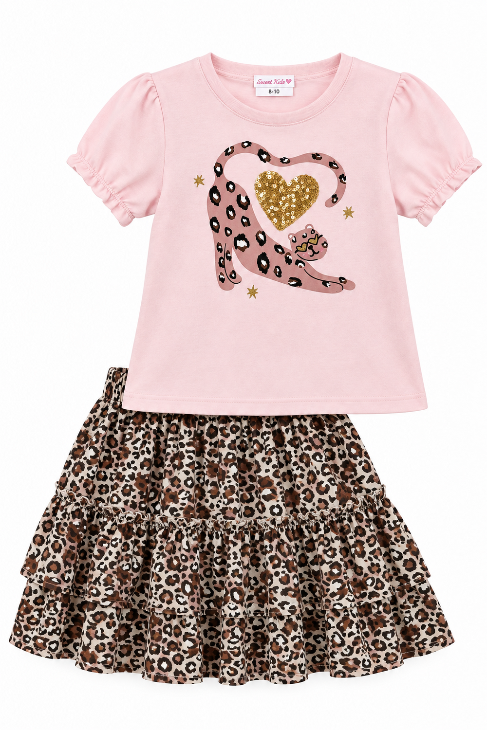 Dana- Girl's Leopard Skirt & Top Set (Size 10)