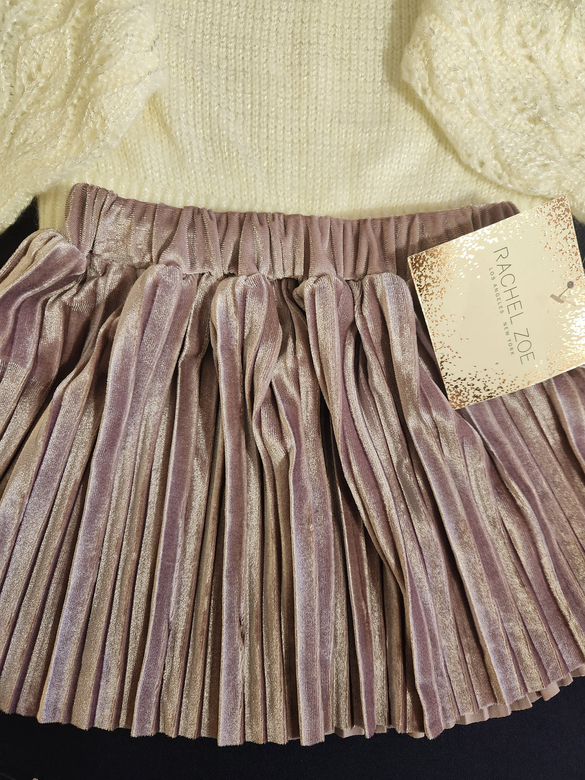 Chelsea-3 Piece Girl's Pleated  Skirt,Top & Faux Fur Vest Set (Size 2T)