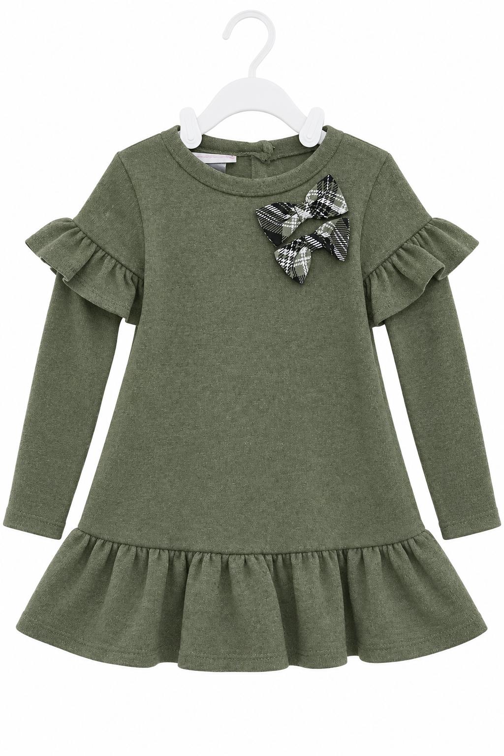 Janelle-Toddler Olive Peplum Top/Navy Plaid Legging Set, Size 2T,3T