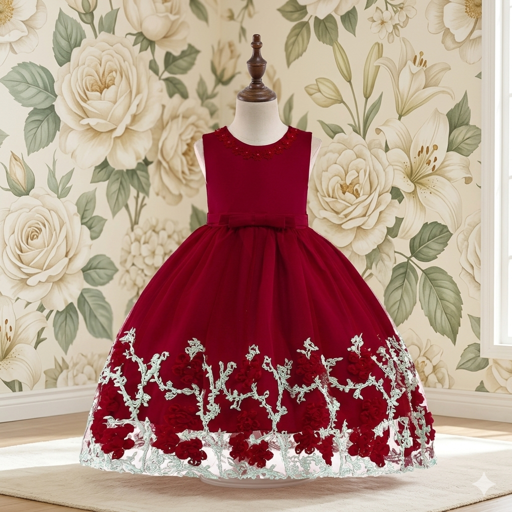 Addison Apple Red (Various Sizes) Girls' Dresses