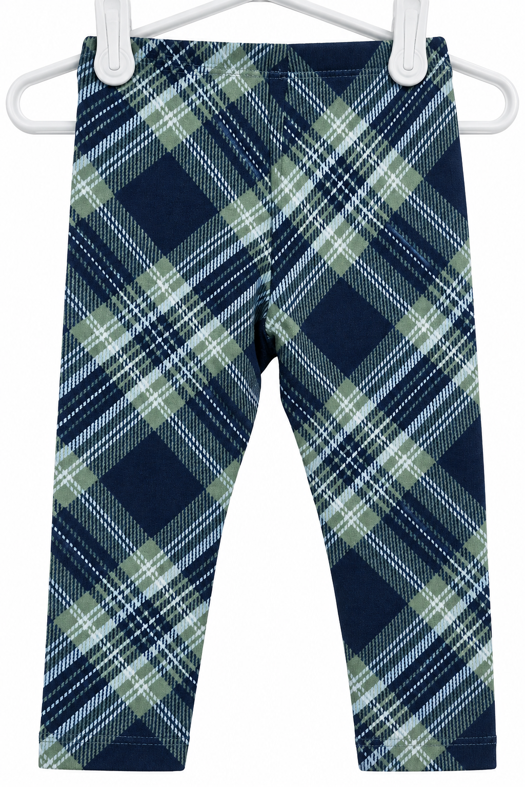 Janelle-Toddler Olive Peplum Top/Navy Plaid Legging Set, Size 2T,3T