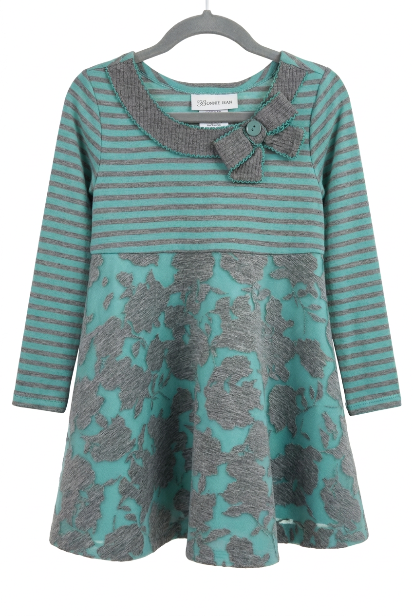 Tasha-Teal/Grey Flared Top & Legging (Size 4)