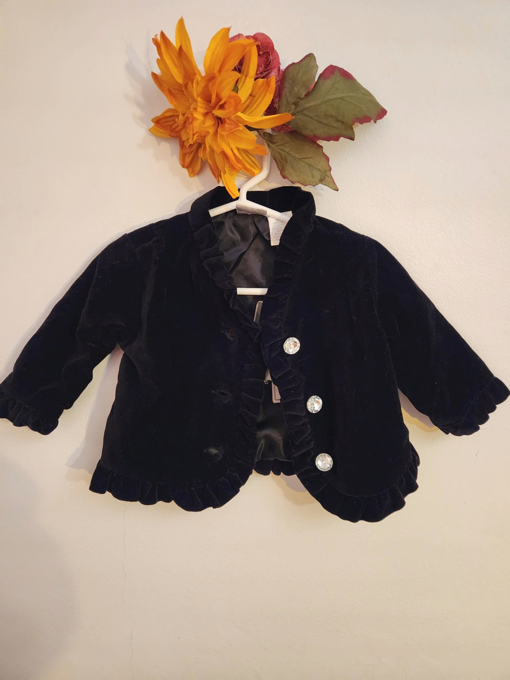 Black Velvet Jacket (Size 6/8 months)