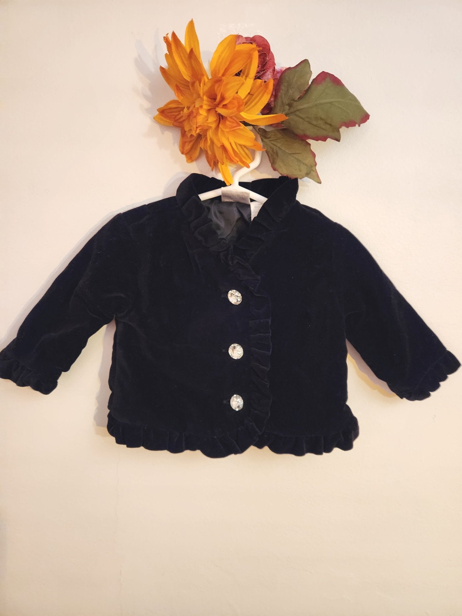 Black Velvet Jacket (Size 6/9 months)