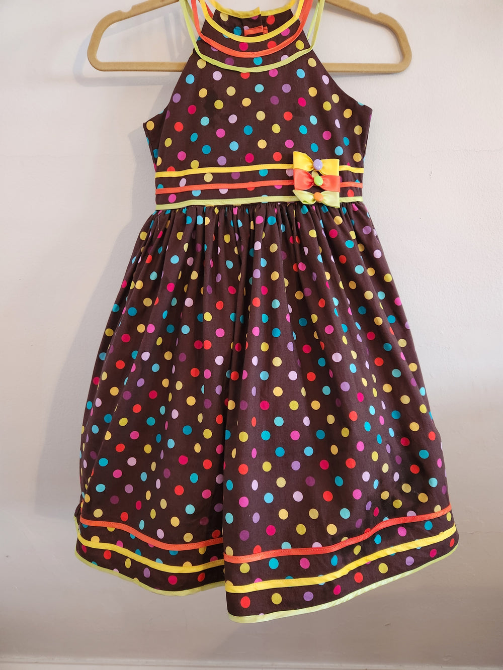 Rainbow Dot Robin (Size 8) Girl's Dress